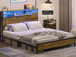 Well-designed joints make it easier for you to lock every slat into place. LED light headboard saves you a table lamp...