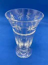 Waterford Crystal Vase Star Border Vertical Cuts Flared Footed   Beautiful crystal vase stands 5.75