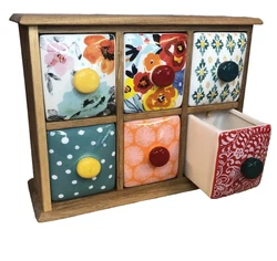 The Pioneer Woman Flea Market Style 6-Drawer Spice & Tea Box CabinetCondition pre-owned Very Nice. Does not look like...