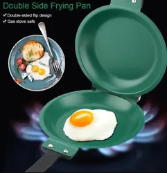 Fyearfly Double Sided Frying Pan, Green Non-stick Ceramic Coating Flip Frying Pan Pancake Maker Ceramic Coating Bread...