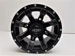 QuadBoss Grinder Wheel 12x7 4/156 Bolt Pattern 4+3 Matte Black/Machined Edge.