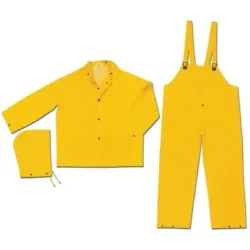 Size S NEW .35mm Industrial 3-Piece Yellow Rain Suit:  Jacket, Overalls, Hood