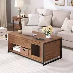 Adjustable wooden coffee table: Easily customize the coffee table to your preferred height for added convenience.