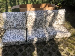 These durable all-weather cushions are fade-resistant and solution-dyed. INCLUDED IS: 3 BOTTOM CUSHIONS AND 3 BACK...
