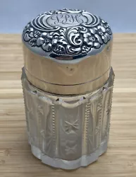 Antique Victorian Davis & GaltPhiladelphia, PA ~ c1888 - c1896 Sterling Silver 925 Repoussé Hinged Vanity Dresser Jar...