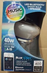 Blue Sky LED Bluetooth Smart Bulb & Speaker - Advanced Connect Series - 40W / 6W A19 - Non-Dimmable.