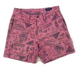 Good used condition. Shorts have some stains and blemishes on front and back. Also has light staining on pocket edges....