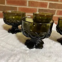 Franciscan Madeira Olive Green Champagne Sherbet Glasses Set of 4.