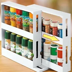 Spice Rack Slide Pantry Cabinet Organiser Storage Kitchen. Simply slide out and turn one side of rack to reveal the...