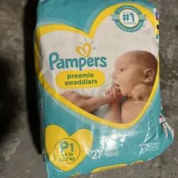 Pampers Preemie Swaddlers Jumbo Pack 27 Baby Diapers P1 6 Lbs.