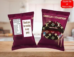 Fill them with whatever snack bag you would like. Examples: 1 oz. Unique and Personalized Chip Bags! Personalization: E...
