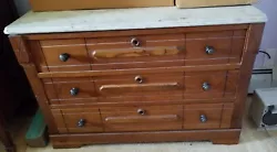 Marble Top Antique Dresser. 3 drawers. Functionally sound, no keys to locks, minor signs of wear and crack in marble as...