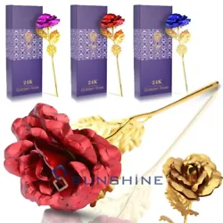 🌹24K Gold Dipped Rose Flower-- Petal and leaf are made of plastic with thin 24K gold foil plated, the flower rod is...