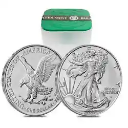 Obverse: Displays Adolph A. Weinman’s image of Lady Liberty walking with outstretched hands towards the rising sun....