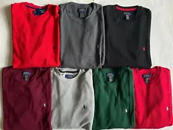 Ribbed crewneck. Ralph Lauren pony logo embroidered on left chest. Long sleeves with ribbed cuffs.