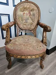 This antique chair is a rare find for any collector of vintage furniture. The intricate carvings and unique design make...