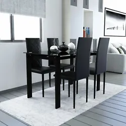 The tea table uses high quality tempered glass 8mm, durable, long service life.Black glass dining table design is...