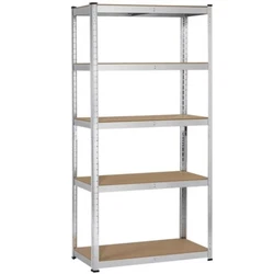 Heavy-duty Storage Rack: This 5-tier storage rack is constructed of heavy-duty steel and durable CARB P2-compliant MDF...