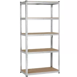 Heavy-duty Storage Rack: This 5-tier storage rack is constructed of heavy-duty steel and durable CARB P2-compliant MDF...