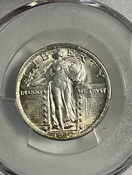 Up for sale is a PCGS AU58 1917 P STANDING LIBERTY QUARTER. Amazing luster. Near blast white. A great coin in one of...