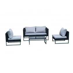 Canapé 2 Places : L. 140 x P. 73,5 x H. 64 cm. Couleur : Gris & Gris Anthracite, Noir. Coussins amovibles & lavables...