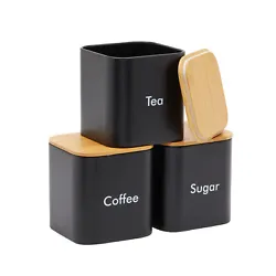 Place this 3-piece set of black stainless steel canisters right on your kitchen counter, the perfect storage solution...