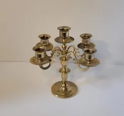Vintage Solid Brass Candelabra 5 Candle Candlestick Holders 8