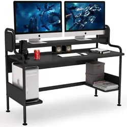Hutch Height: 4.33” H. For Storage, the spacious desktop with raised hutch shelf is ideal for monitors, printers,...