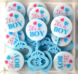 24 Its A Boy Blue Baby Rattle Baby Shower Party Favors. Great For Gender Reveal Decoration Rattles.