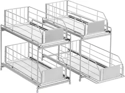 Sliding Basket Organizer: Two tier pull-out storage basket can maximize the cabinet space under the sink to help...