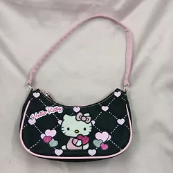 Sanrio Hello Kitty Purse 9x6 Black Pink Hearts. Pre owned but 8n like new condition! Clean and ready to be used!