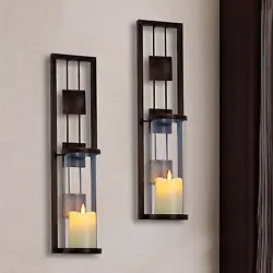 RETRO CANDLE SCONCE- Add an eye-catching look to any space with this fabulous pair of wall sconce candle holders. Add...