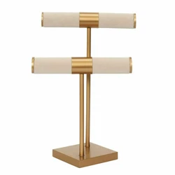 Porte Bijoux sur Pied. Couleur : Beige & Or. Facile dUtilisation. Chic & Élégant.
