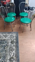 vintage crome green dinning room chairs.