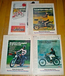 Lot of 4 Harley-Davidson ads; 3 from 1973 and one from 1966. The 3 ads from 1973 are in very good condition.