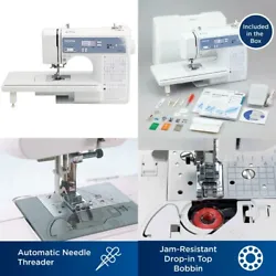 AUTOMATIC NEEDLE THREADER AND DROP-IN TOP BOBBIN: The Brother F.A.S.T. needle threading system takes care of threading...