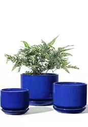 LE TAUCI Ceramic Plant Pots, 4.3+5.3+6.8 inch, Set of 3, Planters with Drainage Hole and Saucer, Indoor Flower Pot with...