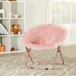 Mainstays Blair Plush Faux-Fur Kids Saucer Chair, Pink (UPC: 784857795400)