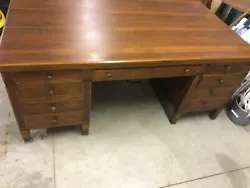 Large Antique Executive Walnut Desk Beautiful Dove Tailed Standard Furniture Co. 72” wide x 40” deep x 31”...