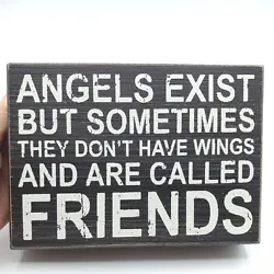 This is an American Art & Decor Sign Wall Art Plaque or Book Shelf Decor with Angels and Friends theme. It is a...
