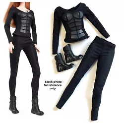 Divergent Tris Barbie Doll OUTFIT Black Shirt Pants Boots Fashionistas for OOAKOutfit was newly removed from package...