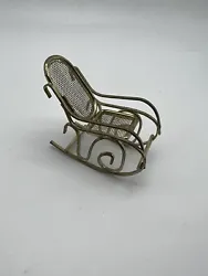 Vintage Metal Rocking Chair for Doll House Gold Metal.