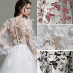 Chic 3D Butterfly lace fabric, This fabric is perfect for bridal gown, wedding dress, wedding bolero, prom dress,...