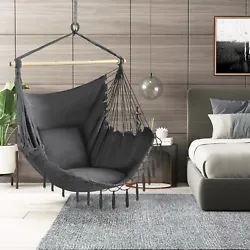 STYLISH DESIGN-This hammock chair is tightly woven with sturdy cotton and polyester fabric, high quality construction...