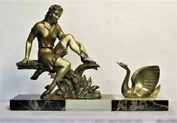 Sculpture Art Déco. Cygne en bronze.