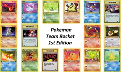 1st Edition Pokémon Team Team Rocket cards. See drop down for cards available. All cards are in near mint to mint...