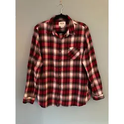 Field & Stream womens red/gray plaid long sleeve shirt size 2XL. Cotton/poly blend. 26