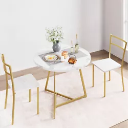 Large Space Top with 2 Heat Resistant Placemats. Dining Table with Chairs: The marble dining table with thick table top...