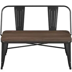 【Strong Load Bearing】The backrest bench for the dining room is made of metal with a solid wood seat, bringing you...
