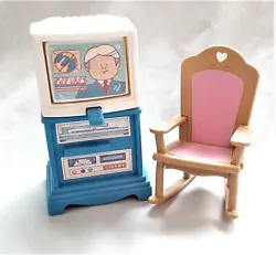 Vintage Fisher Price Loving Family Dollhouse TELEVISION and ROCKING CHAIR Offered are Fisher Price Loving Family...